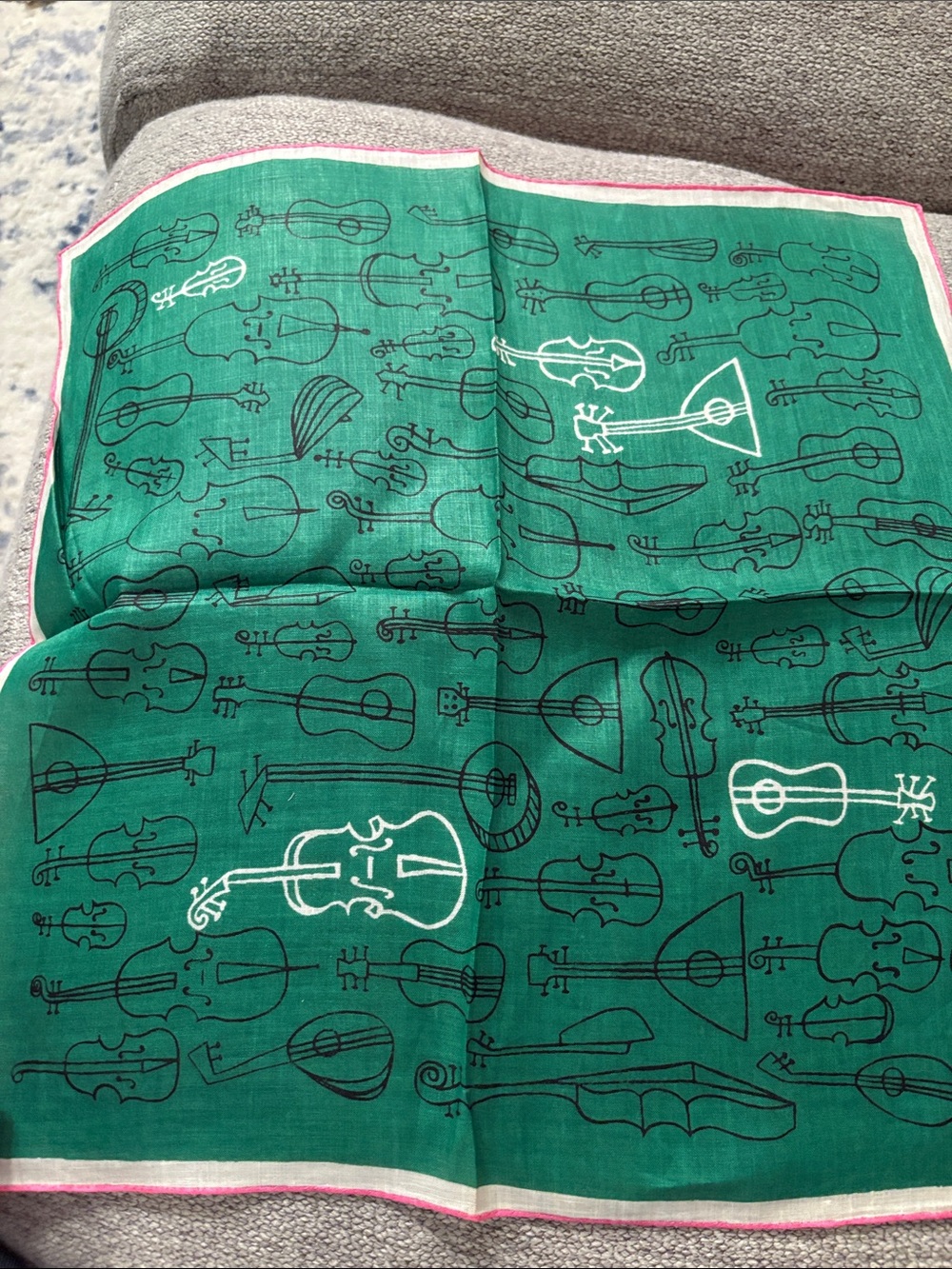 Green Musical Instruments Print Scarf - Women's Accessory